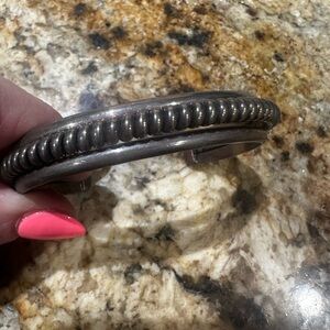 Silver Textured Bangle Bracelet